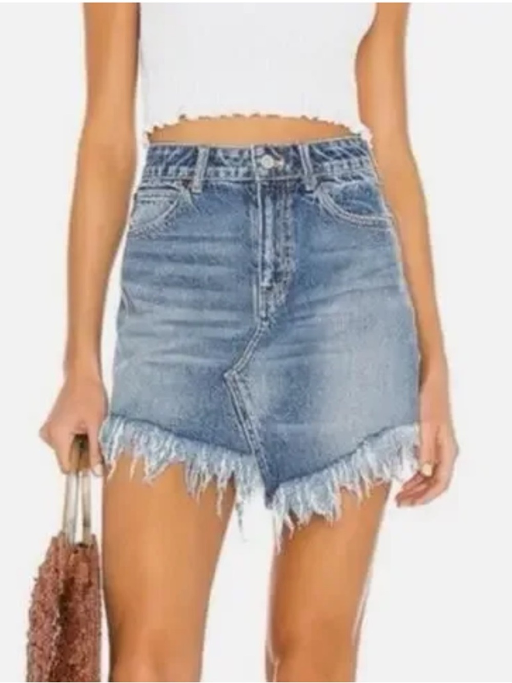 WE THE FREE Free People Bailey Fray Hem Mini Denim Skirt Size 25